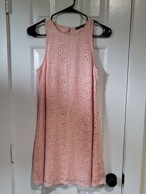Xtraordinary Blush Pink Crochet Mini Dress